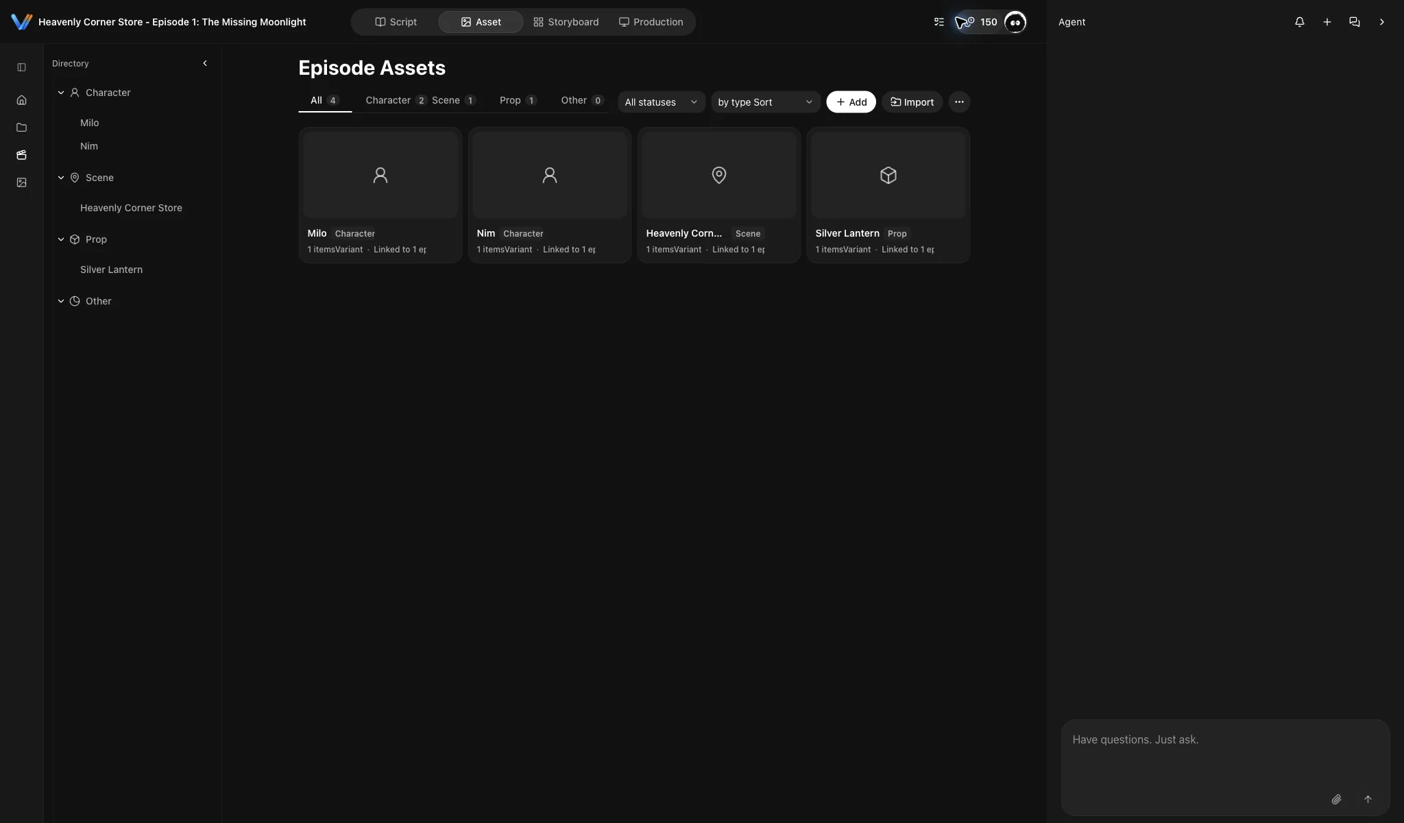 English Drama asset library with four extracted episode assets