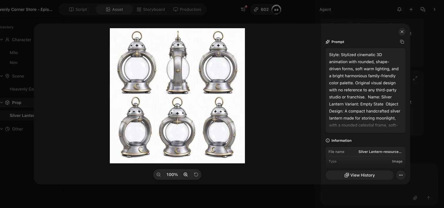 Empty Silver Lantern prop reference generated in Vitent