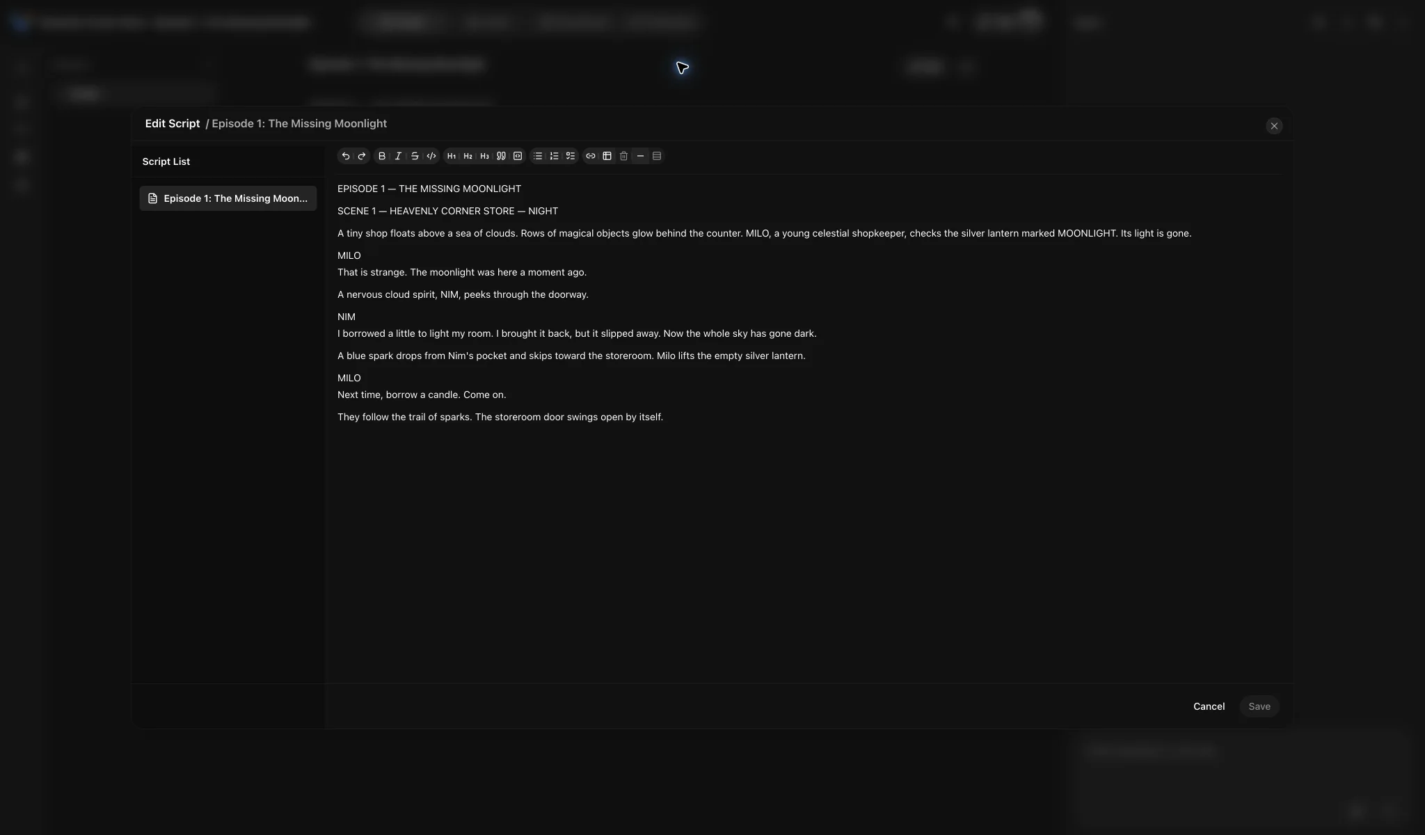 Manually edit the final English screenplay